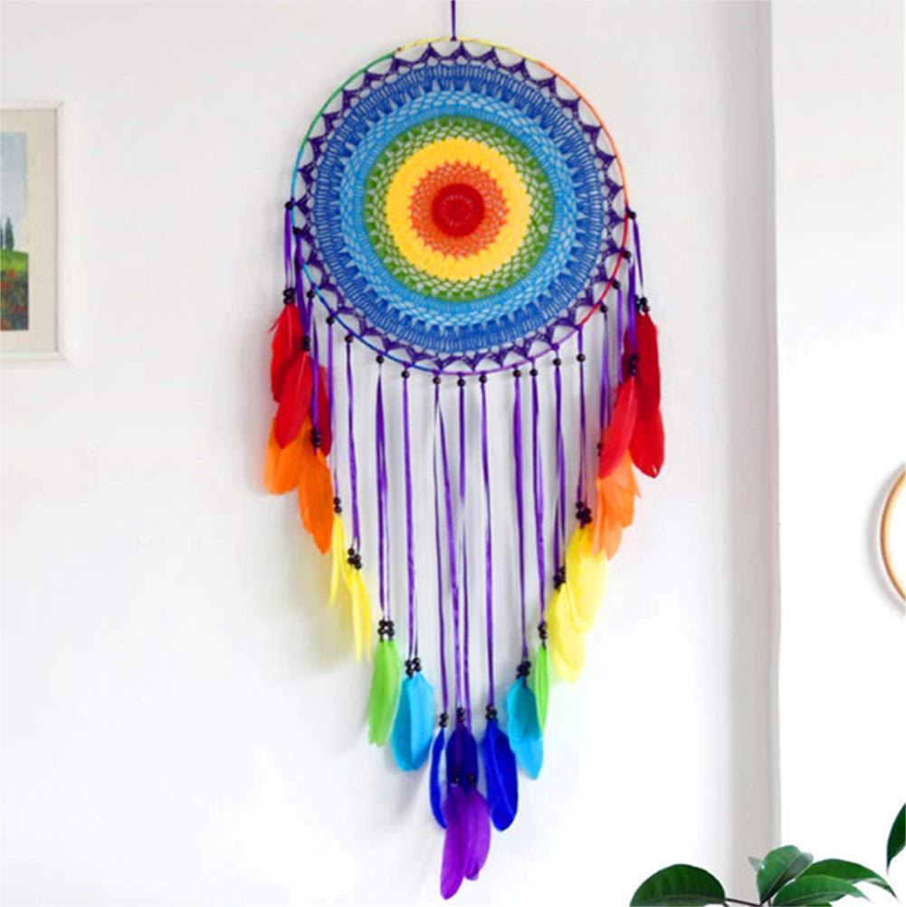 Olivenorma Rainbow Feather Beaded Black Onyx Dream Catcher - Rainbow Feather - image 0