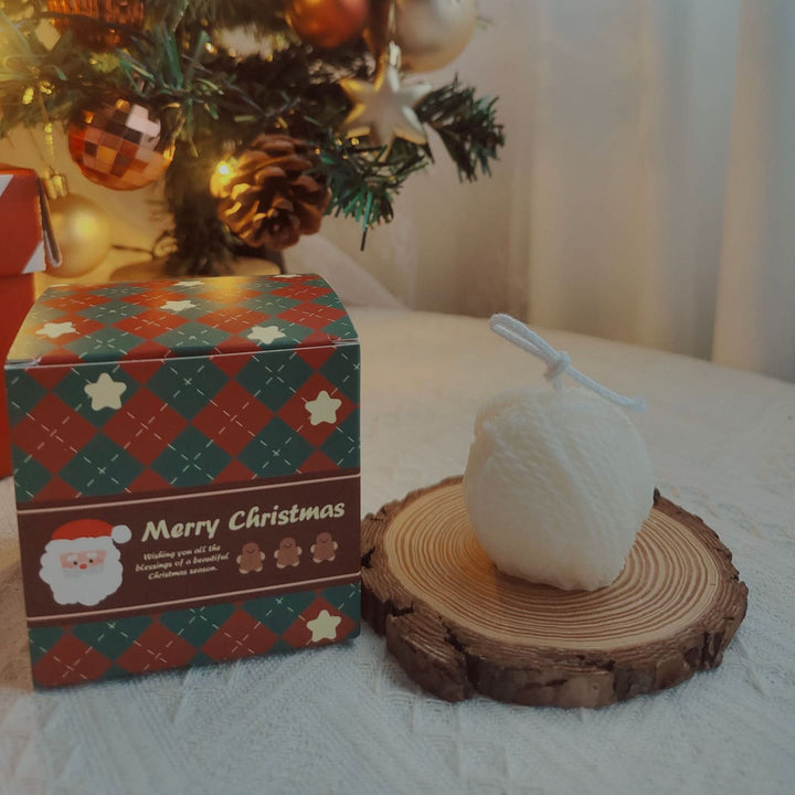 Olivenorma Engraved Glove Yarn Ball Christmas Sock Candle - White Yarn Ball-5*5*5cm - image 5