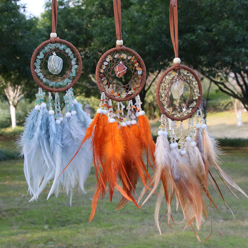 Olivenorma Natural Crystal Agate Pendant Charm Round Dream Catcher - image 14