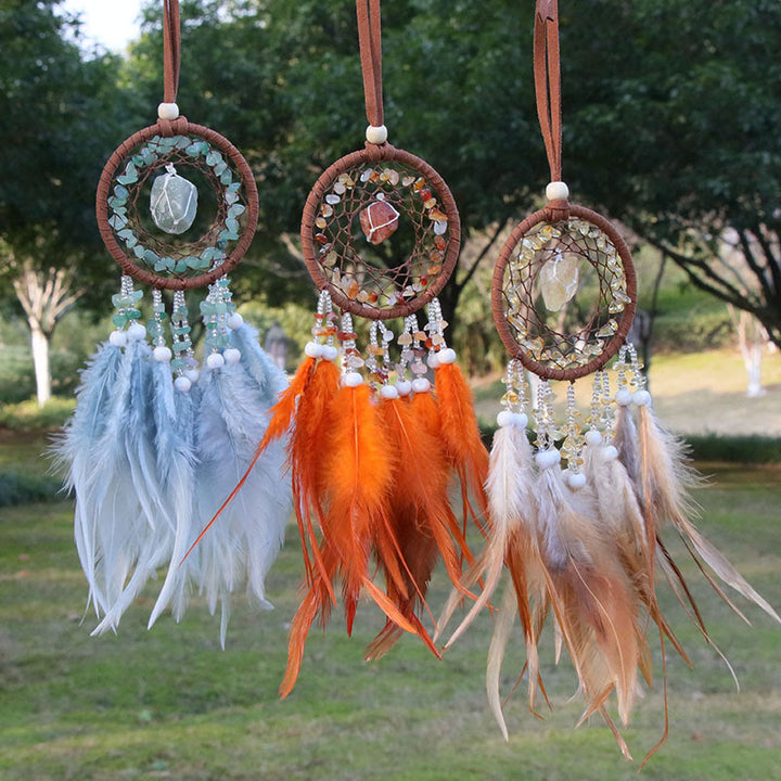 Olivenorma Natural Crystal Agate Pendant Charm Round Dream Catcher - image 14