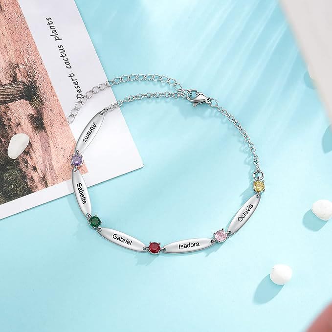 Olivenorma Family Names and Birthstones Bracelet - image 11
