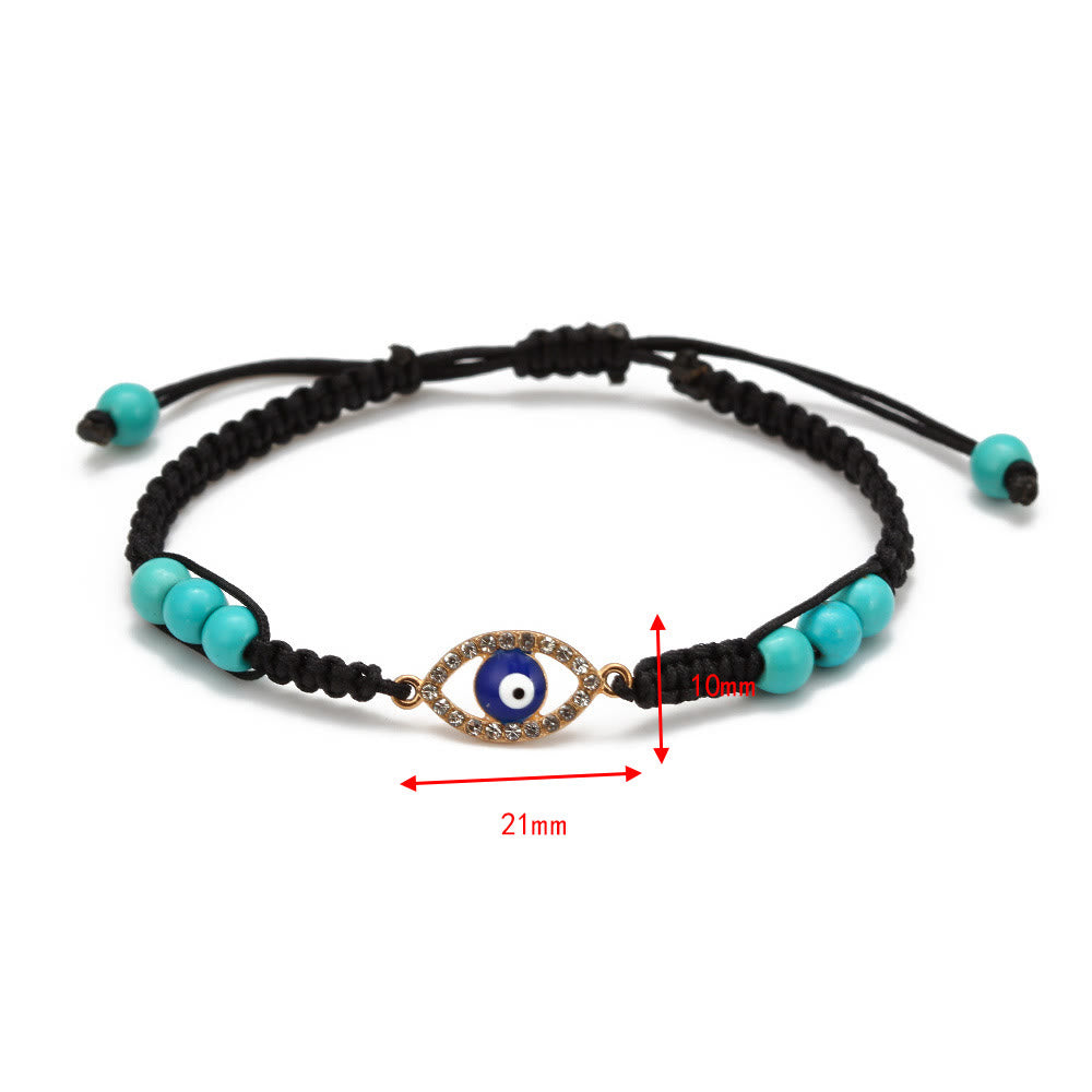 Olivenorma Turquoise White Zircon Evil Eye Braided Adjustable Bracelet - image 9