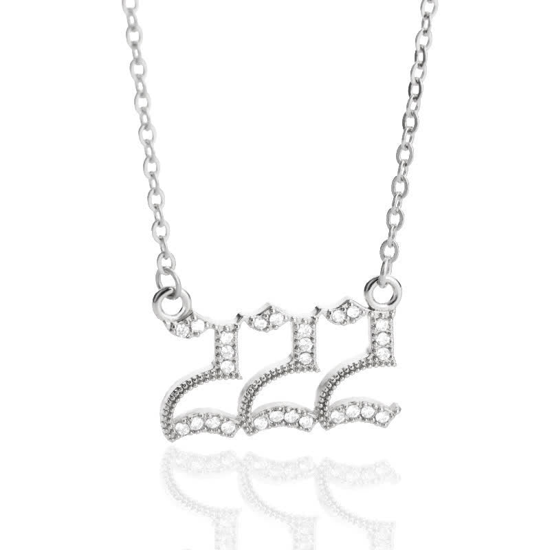 Olivenorma Zircon Angel Number Necklace - Silver - 222 - image 18