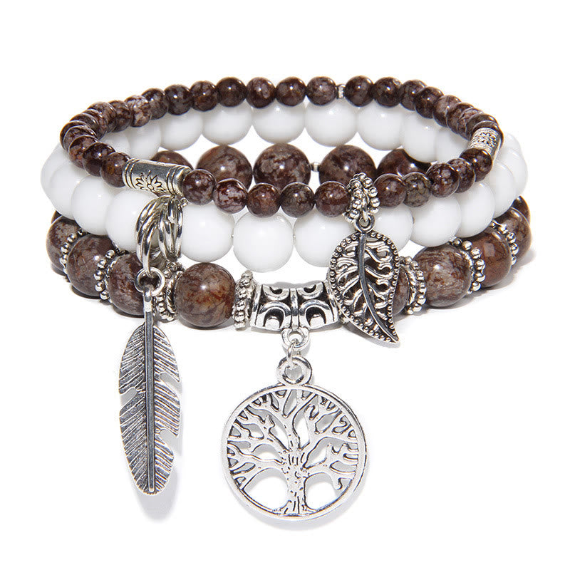 Olivenorma "Nature's Healing Moments" Alabaster Tree Of Life 3 Pieces Bracelet Set  - Alabaster - image 0