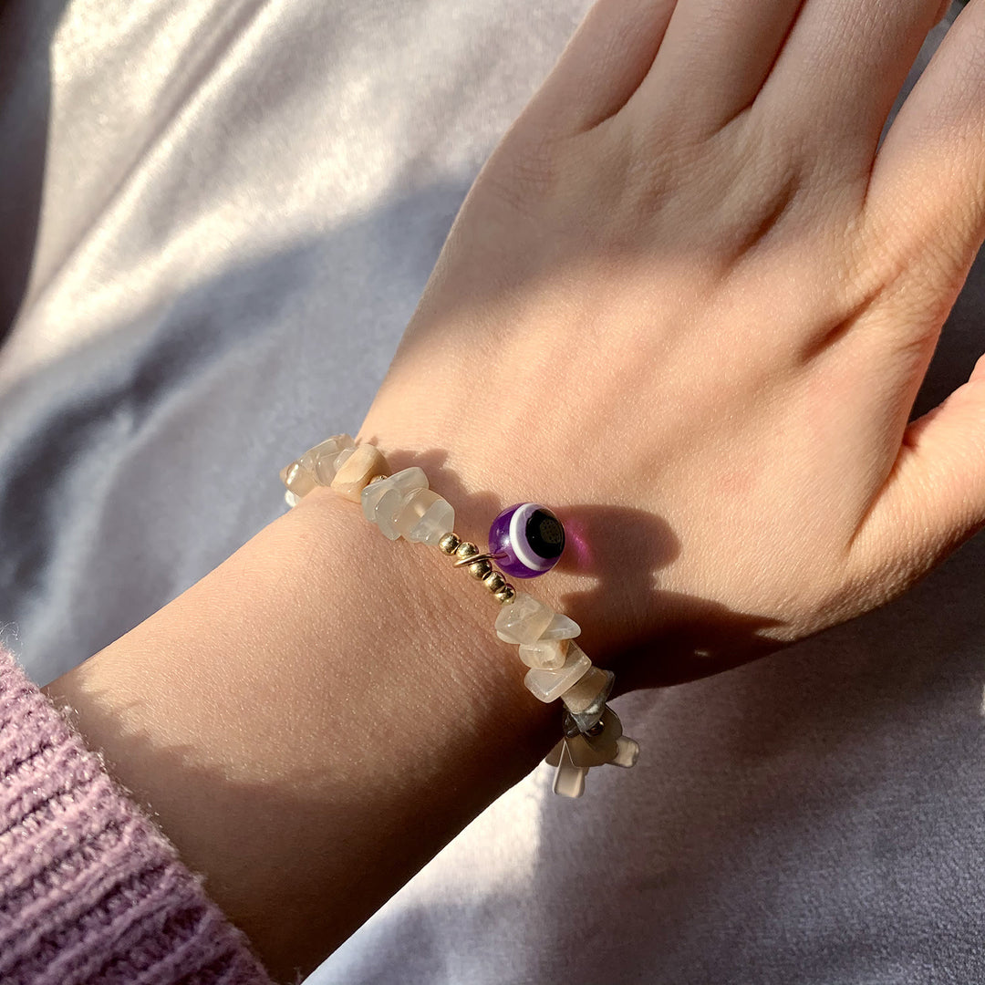 Olivenorma Natural Crystal Gravel Evil Eye Pendant Bracelet - image 30