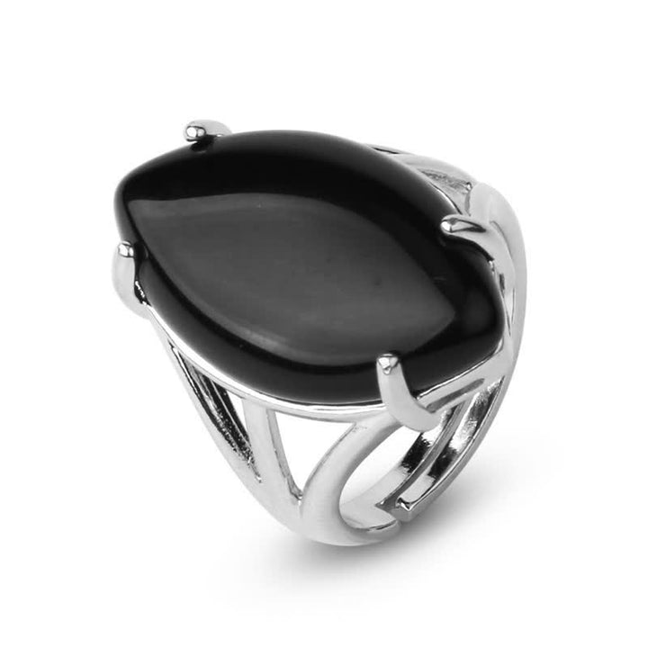 Olivenorma Amethyst Melon Seed Shape Adjustable Ring - Black Onyx - image 12