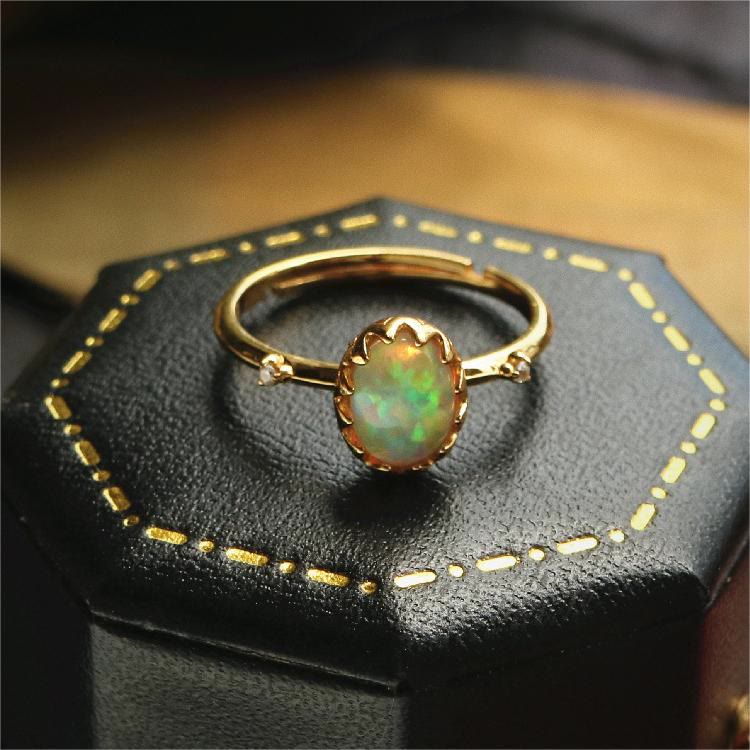 Olivenorma Opal Yellow Golden Ring Necklace - image 9