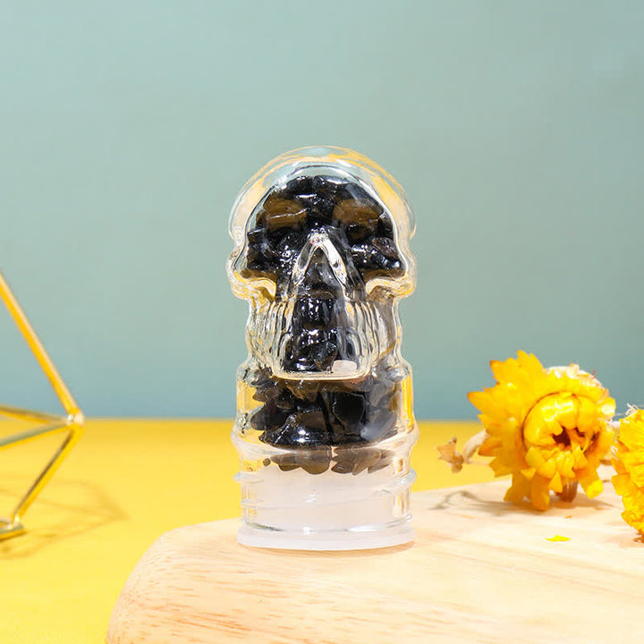 Olivenorma Skull Water Bottle Crystal Decoration - Obsidian - Black Lid - image 9