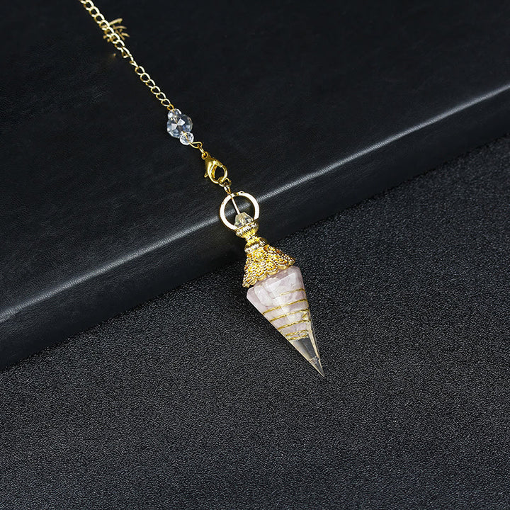 Olivenorma Natural Crystal Resin Hexagonal Pyramid Pendulum - Lepidolite - image 19