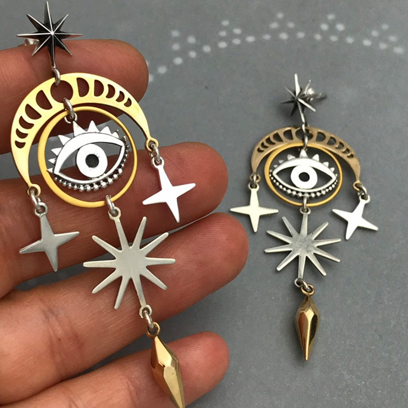 Olivenorma Evil Eye Star Moon Witch Earrings - Earrings - image 0