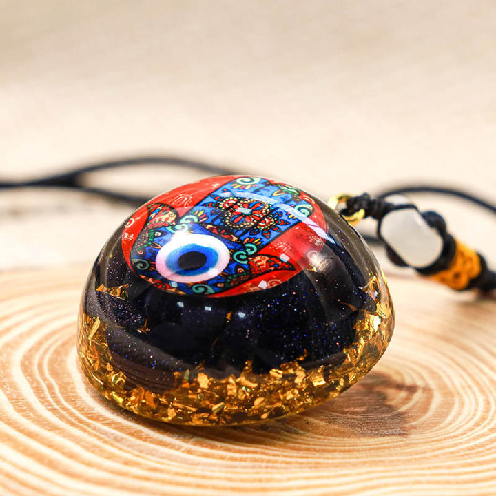 Blue Sandstone Protection Hamsa Necklace - image 2