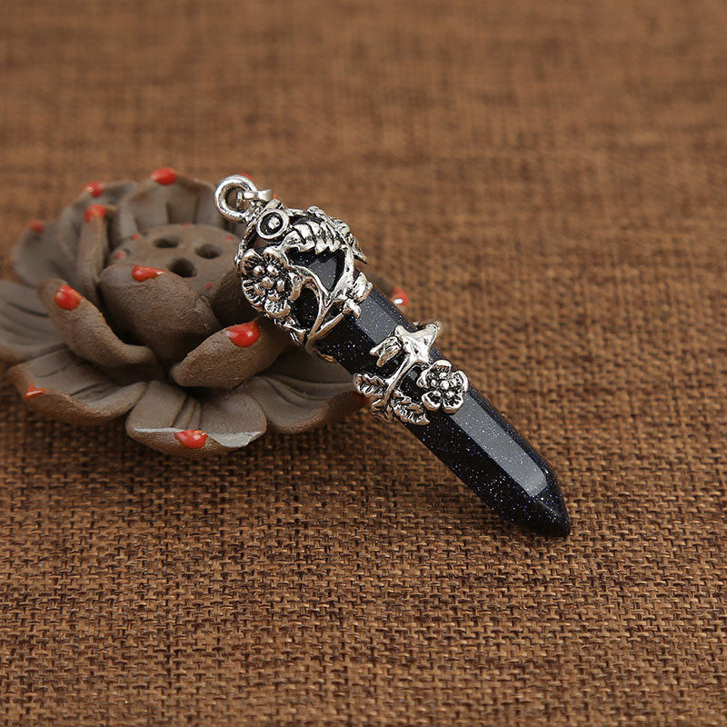 Olivenorma Natural Stone Rose Spiritual Healing Necklace - Blue sandstone - image 6