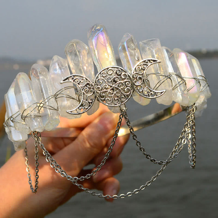 Olivenorma Cresent Moon Goddess Natural Crystal Crown - Clear Crystal#3 - image 34