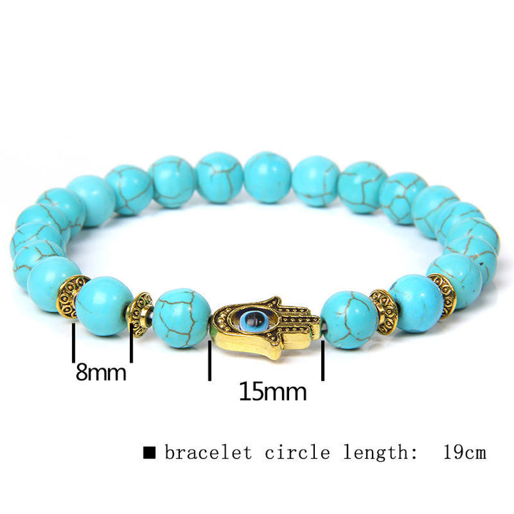 Olivenorma Evil Eye Hamsa 8mm Natural Beaded Men Bracelet - image 3