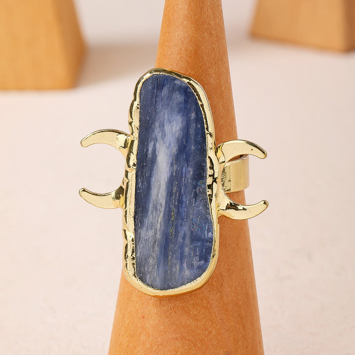 Olivenorma Kyanite Double Moon Healing Adjustable Ring - image 10