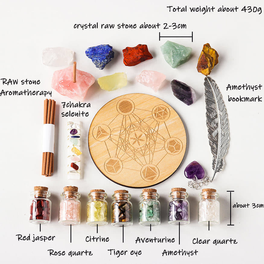 Olivenorma Natural Healing Gemstone Gravels 7 Chakra Raw Stone Set - image 1