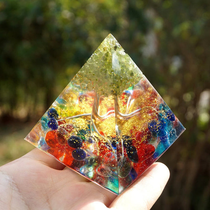 Olivenorma Fluorite Peridot Tree Of Life Orgone Pyramid - image 4