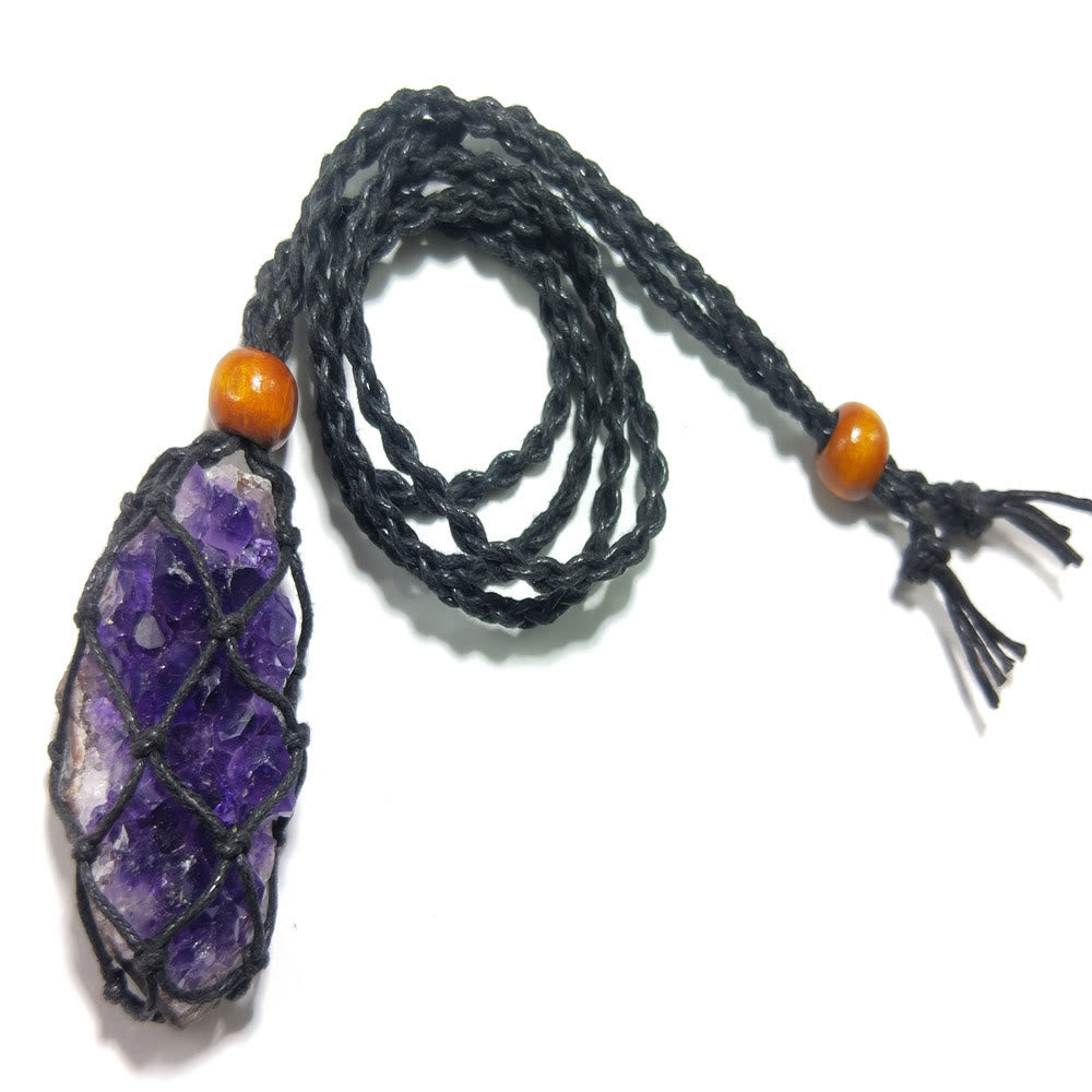Olivenorma Handwoven Extra Large 5.5cm Adjustable Necklace Mesh Bag - Black - image 2