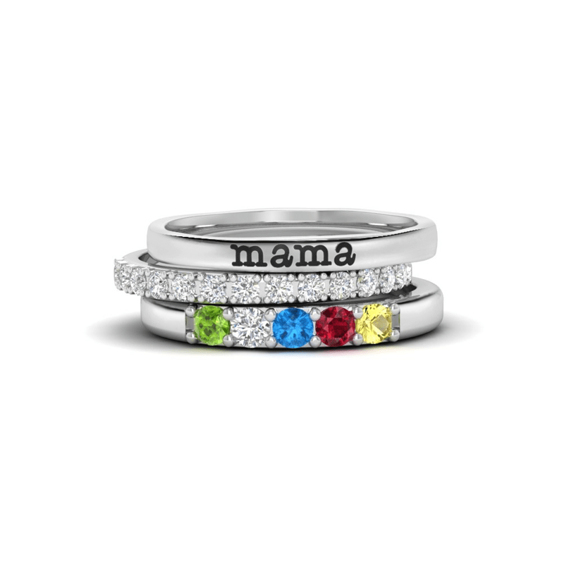 Olivenorma Custom Gift Birthstone With Zircon 3 - Piece Ring Set - 11 - 5 Birthstones - YES PLEASE - image 7