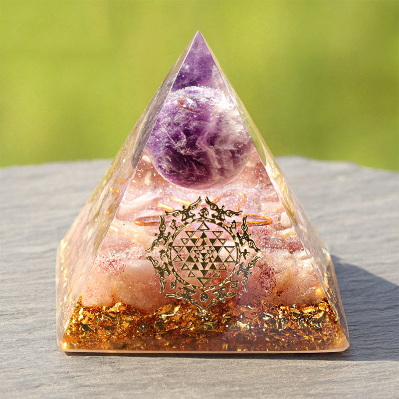 Olivenorma Amethyst Strawberry Quartz Orgone Pyramid - 10*10cm - YES PLEASE $8 - image 0