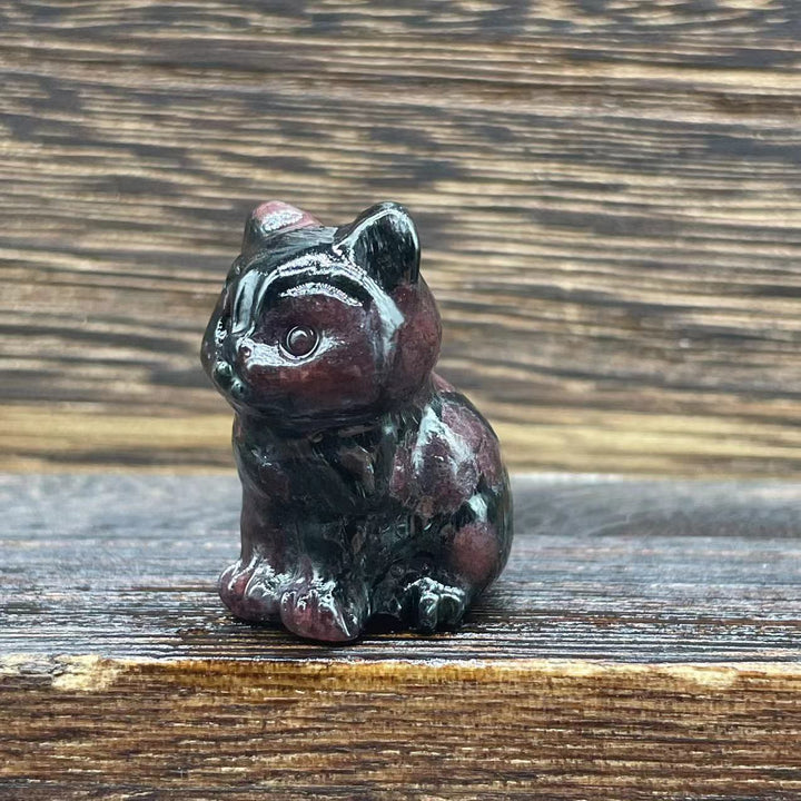 Olivenorma Natural Stone 1.2 Inch Cute Kitten Gemstone Decoration - Garnet - image 20