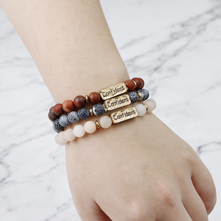Olivenorma Natural Gemstone Confident Engraving Bracelet - image 2