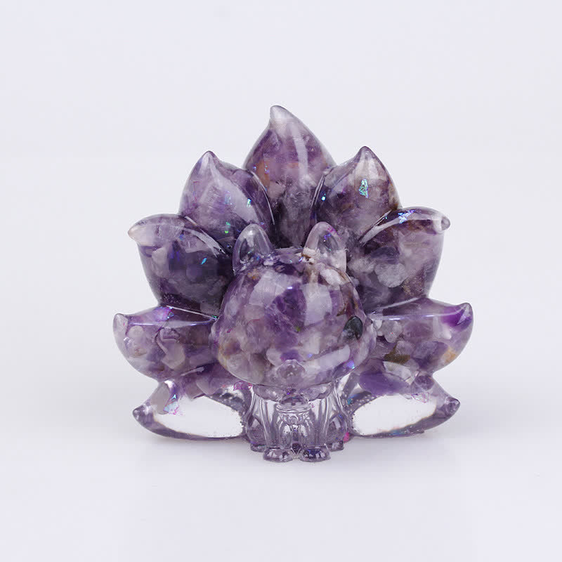 Olivenorma Natural Crystal Fox Gemstone Decoration  - Amethyst - image 1