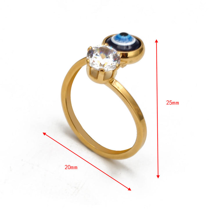 Olivenorma White Zircon Gold Plated Evil Eye Women Ring - image 22