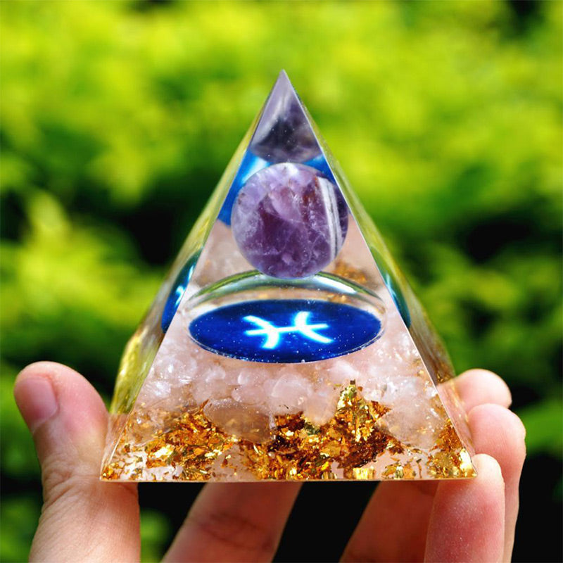 Olivenorma Amethyst with Rose Quartz Pisces Orgone Pyramid - 10*10cm - YES PLEASE $8 - image 0