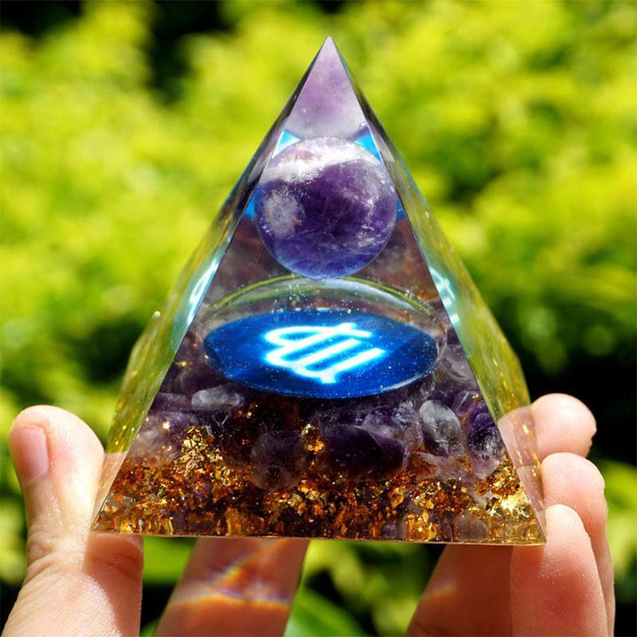 Olivenorma Amethyst Virgo Zodiac Orgone Pyramid - 10*10cm - YES PLEASE $8 - image 0