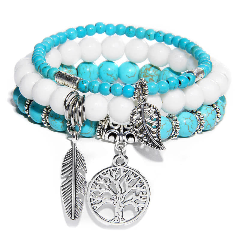Olivenorma "Nature's Healing Moments" Turquoise Tree Of Life 3 Pieces Bracelet Set - Turquoise - image 0