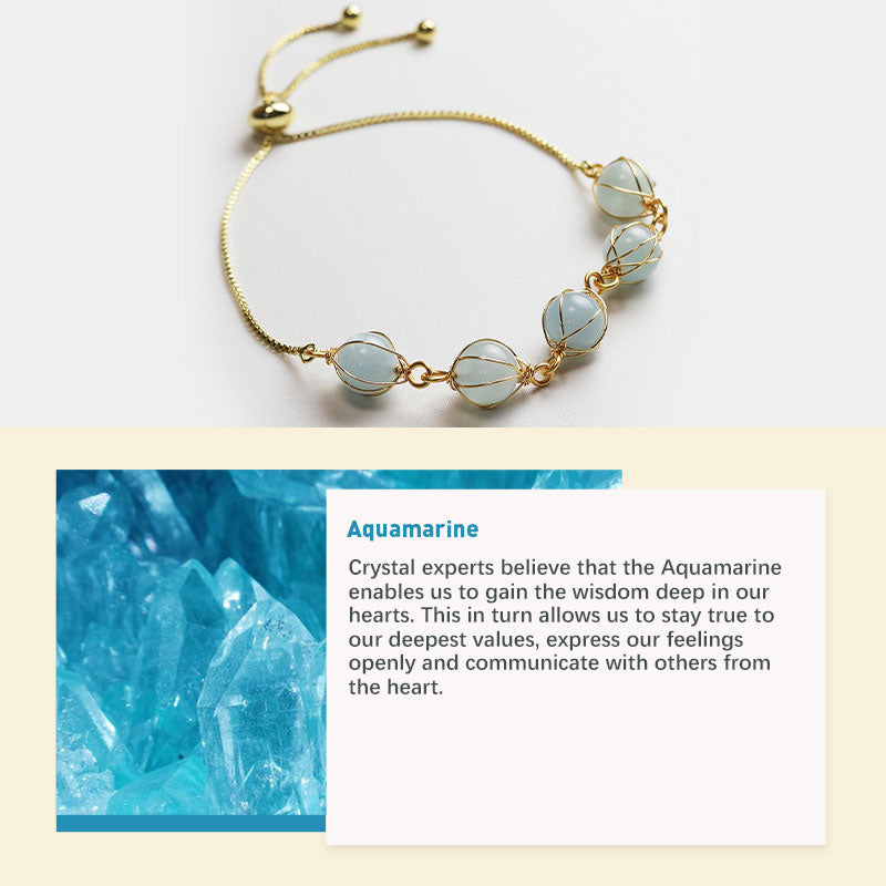 Chakras Natural Crystal Stone Bracelet - Aquamarine - image 4