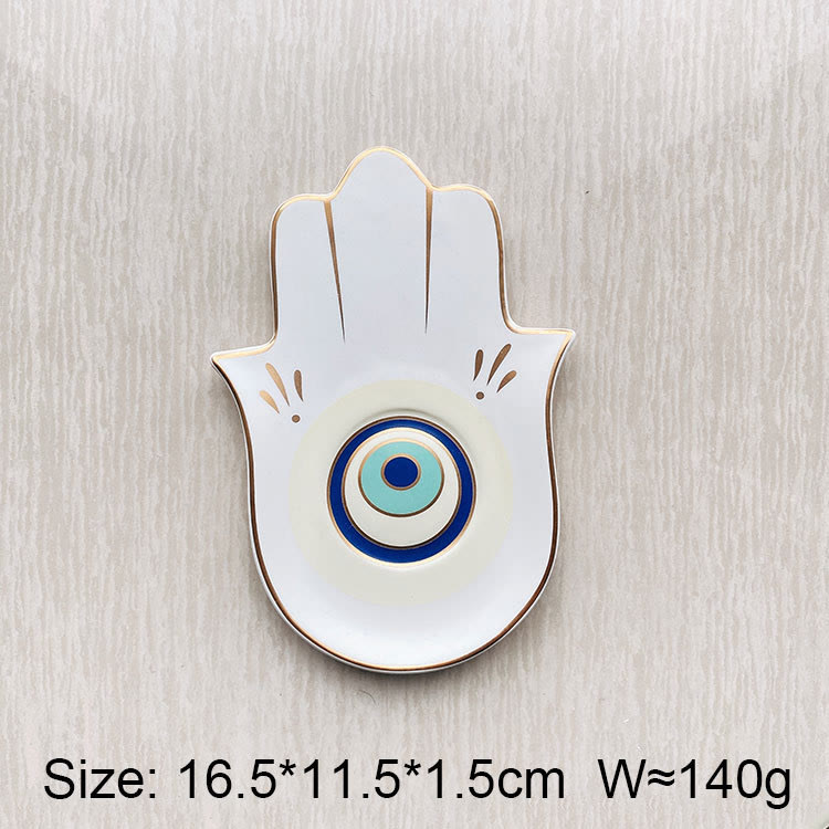 Olivenorma Hamsa Small Tray Evil Eye Jewelry Plate Coaster - White - Hamsa Evil Eye#2 - image 10