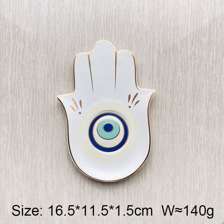 Olivenorma Hamsa Small Tray Evil Eye Jewelry Plate Coaster - White - Hamsa Evil Eye#2 - image 10