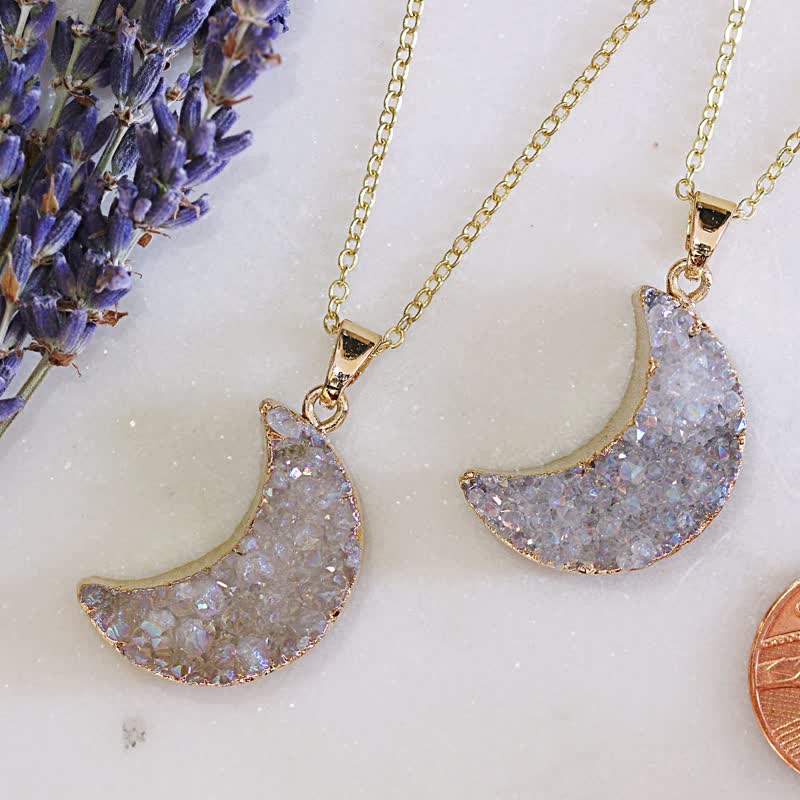 Olivenorma Natural Crystal Crescent Moon Necklace - image 3