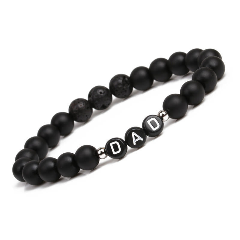 Olivenorma White Turquoise Mens Alphabet Dad Bracelet - Lava Stone&Black Onyx - image 5