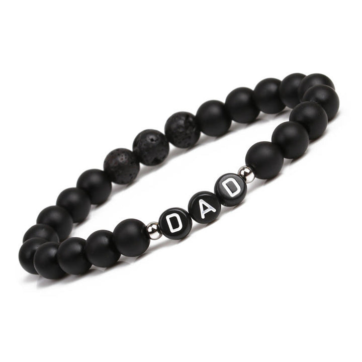 Olivenorma White Turquoise Mens Alphabet Dad Bracelet - Lava Stone&Black Onyx - image 5
