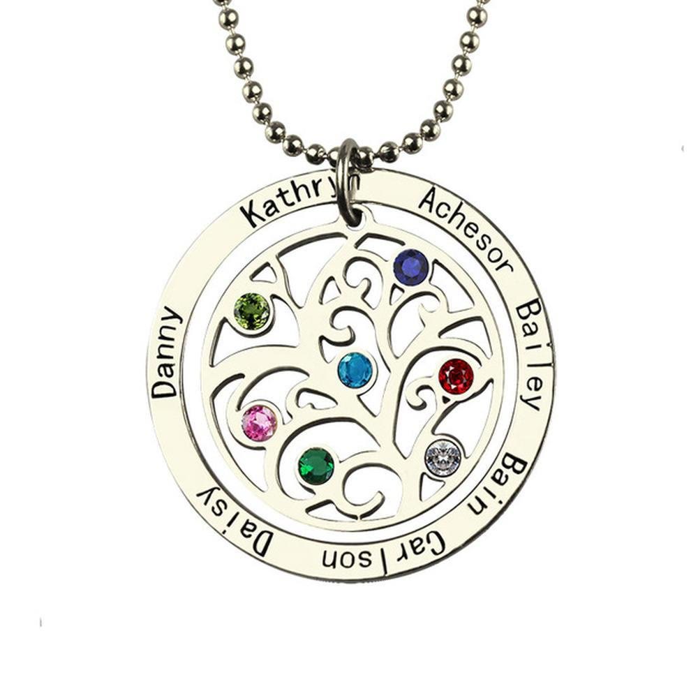 Olivenorma Tree of Life Birthstone Name Engraving Necklace - Rosegold - 7 Birthstone - image 3