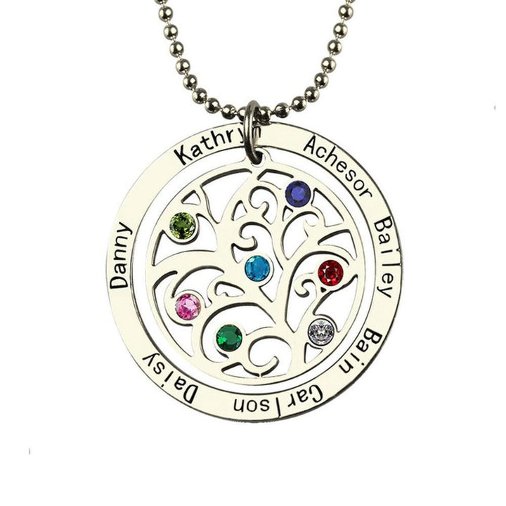 Olivenorma Tree of Life Birthstone Name Engraving Necklace - Rosegold - 7 Birthstone - image 3