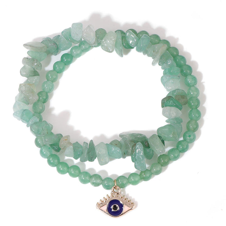 Olivenorma Evil Eye Pendant Double Layer Crystal Bracelet Set - Evil Eye&Green Jade - image 15