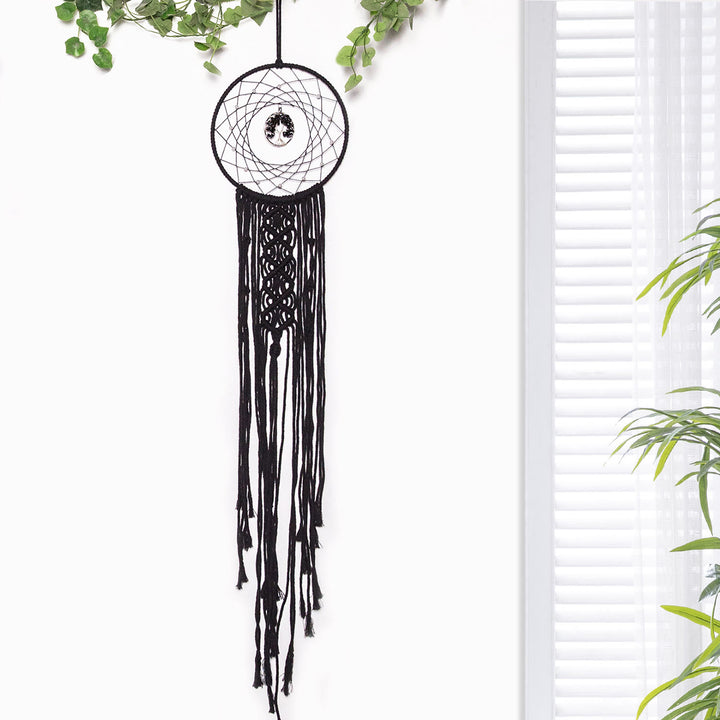 Olivenorma Woven Round Solar Tree of Life Crystal Dream Catcher - Obsidian - image 5
