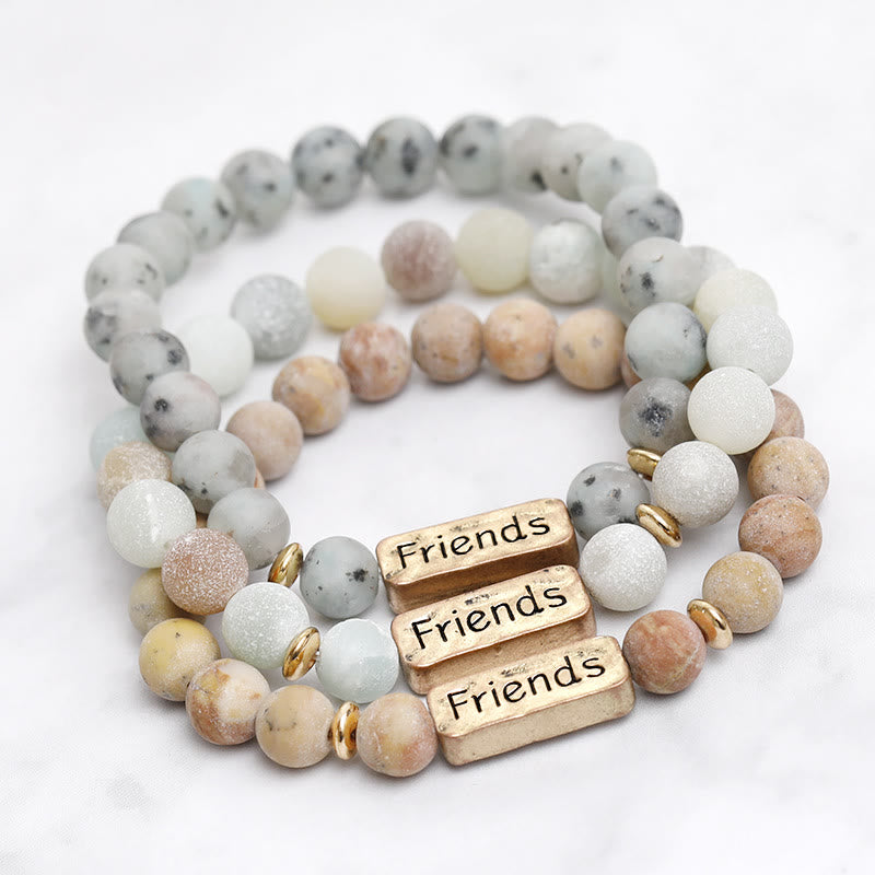 Olivenorma Natural Gemstone Friends Engraving Bracelet - image 0
