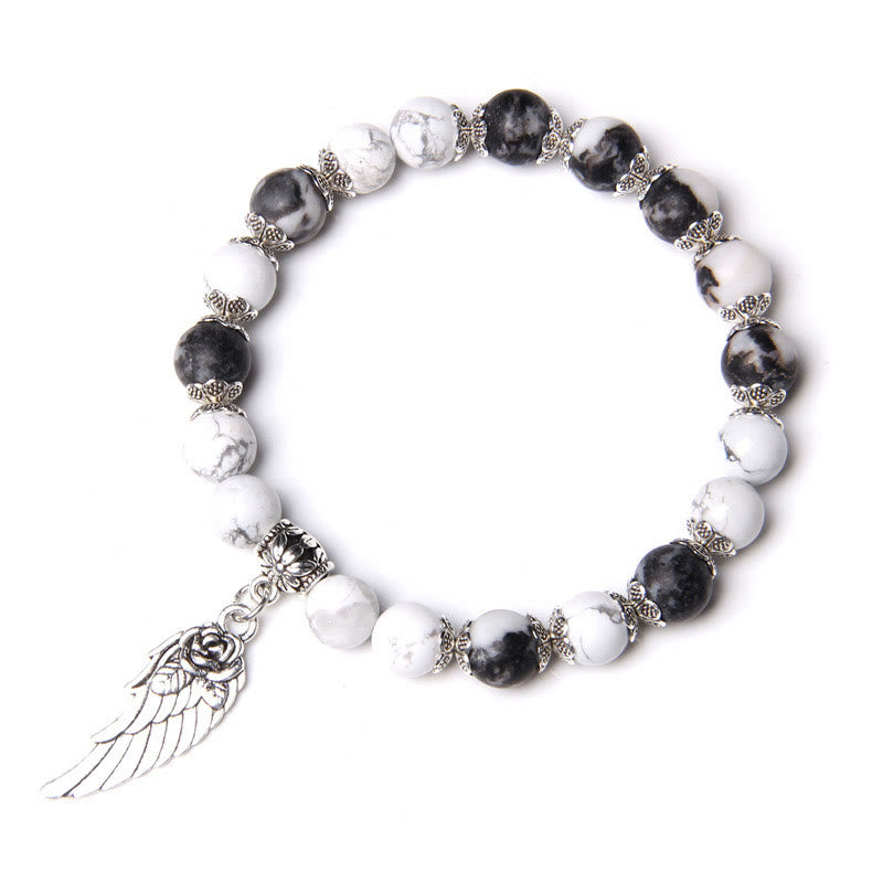 Olivenorma "Peace Energy" - Colors Crystal Agate Wing Bracelet - Snowflake Obsidian&White Turquoise - image 3