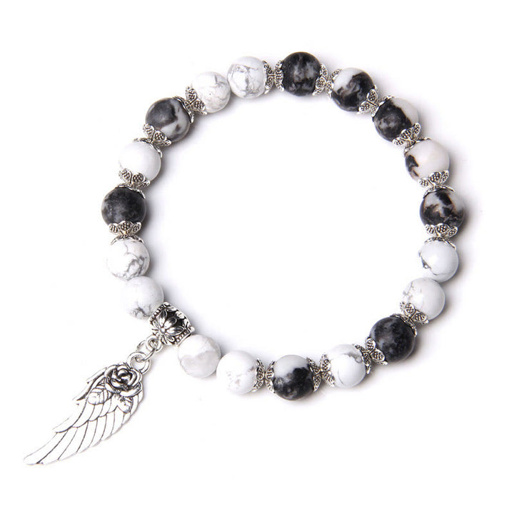 Olivenorma "Peace Energy" - Colors Crystal Agate Wing Bracelet - Snowflake Obsidian&White Turquoise - image 3