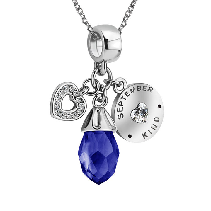 Olivenorma Diamond Heart Pendant Birthstone Necklace - September&Sapphire - image 8
