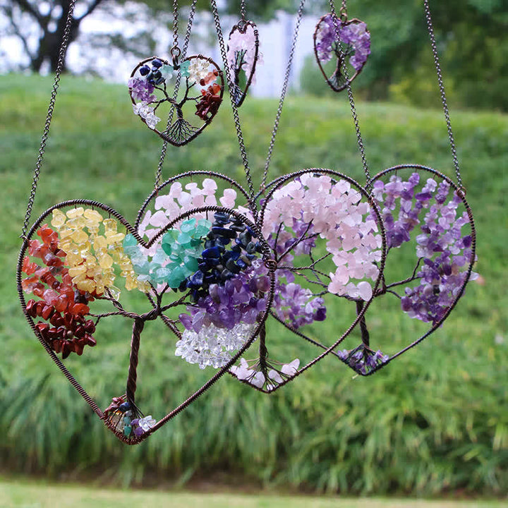 Olivenorma Heart Shape Chakra Tree Of Life Crystal Dream Catcher - image 20