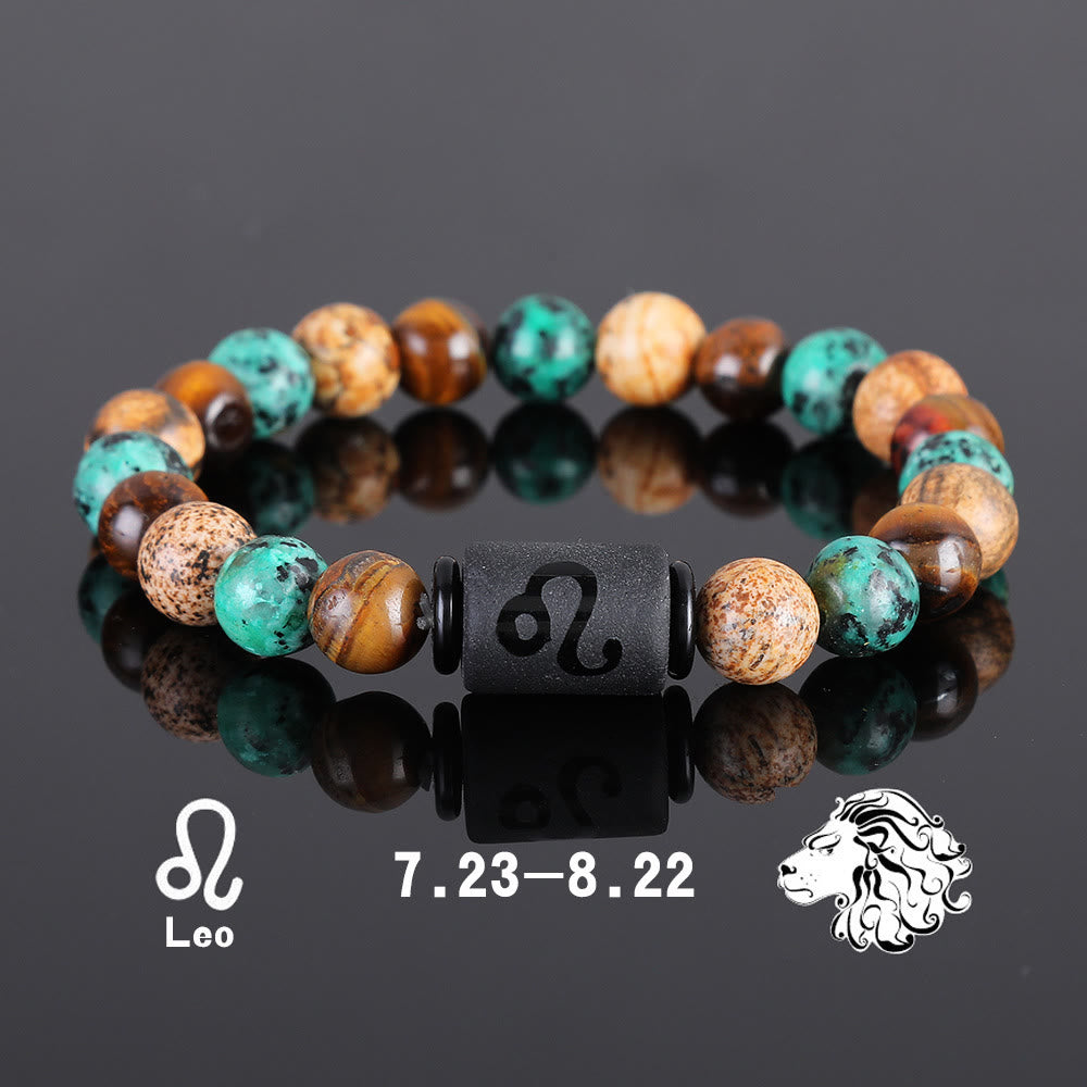 Olivenorma Tiger Eye Bronzite Beaded Zodiac Pendant Bracelet - Leo - image 5