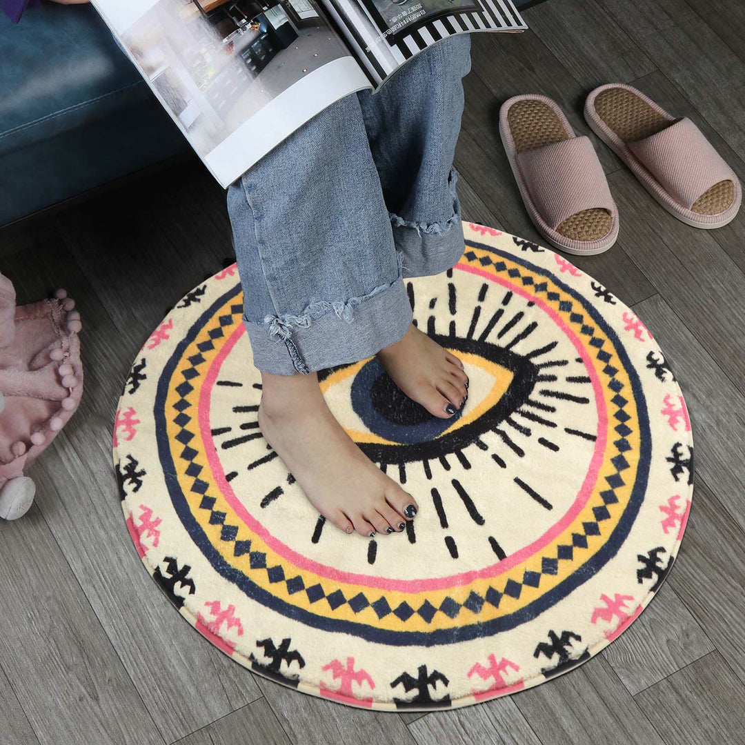 Olivenorma Round Pink Evil Eye Rugs Non-Slip Carpet - image 7
