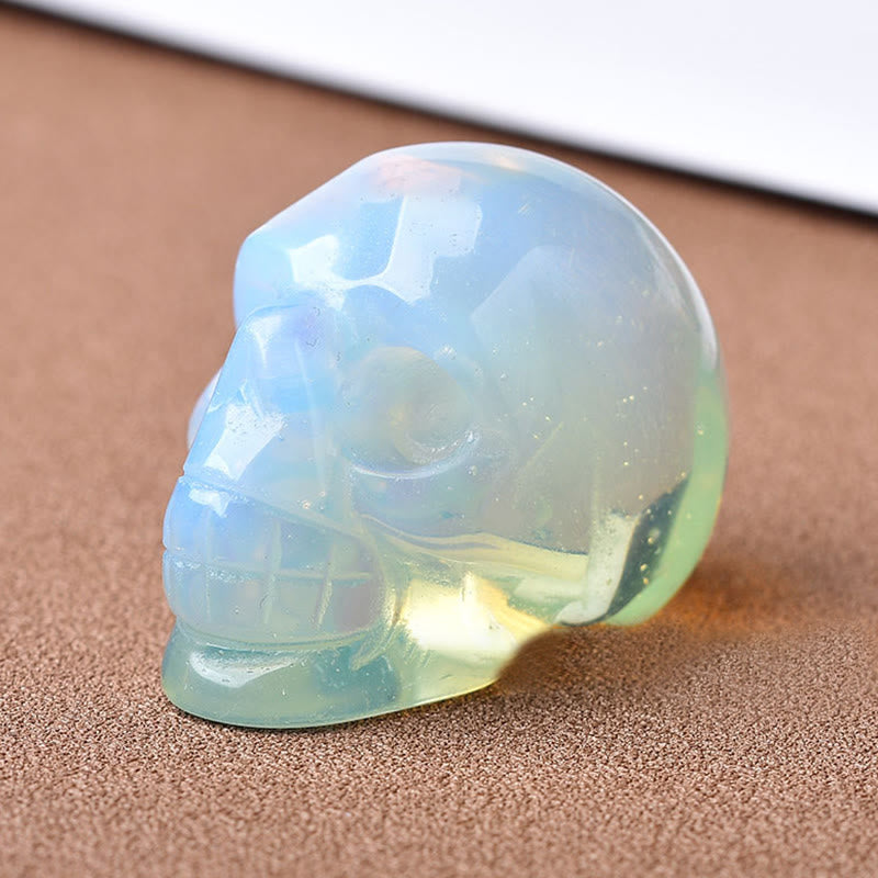 Olivenorma Crystal Engraved Skull Crafts Gemstone Decoration - Opalite - image 3
