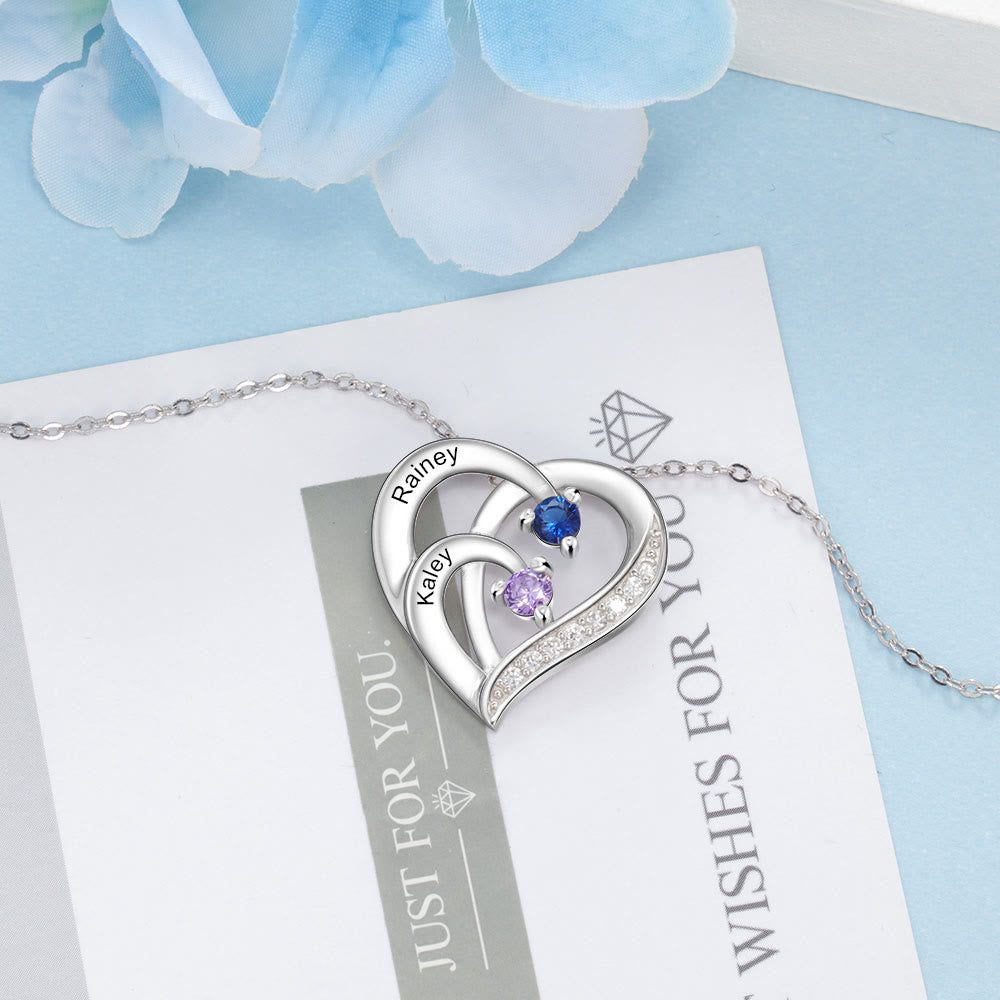 Olivenorma Personalized Birthstones Engraved Heart Necklace - image 3